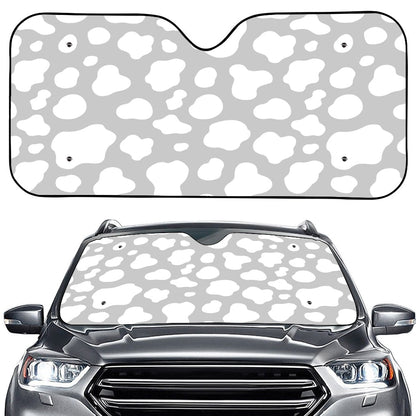 White And Grey Cow Print Car Windshield Sun Shade