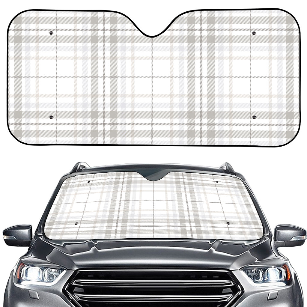 White And Grey Plaid Pattern Print Car Windshield Sun Shade