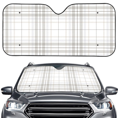 White And Grey Plaid Pattern Print Car Windshield Sun Shade