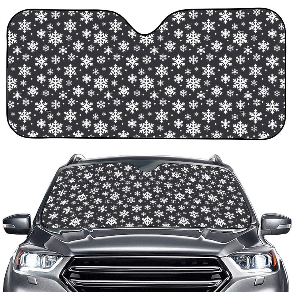 White And Grey Snowflake Pattern Print Car Windshield Sun Shade
