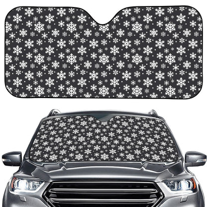 White And Grey Snowflake Pattern Print Car Windshield Sun Shade