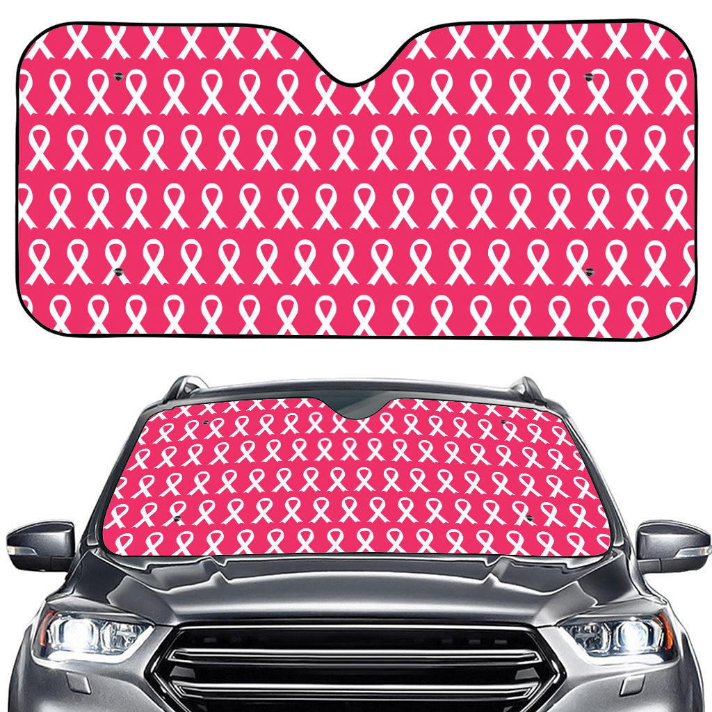 White And Pink Breast Cancer Print Car Windshield Sun Shade