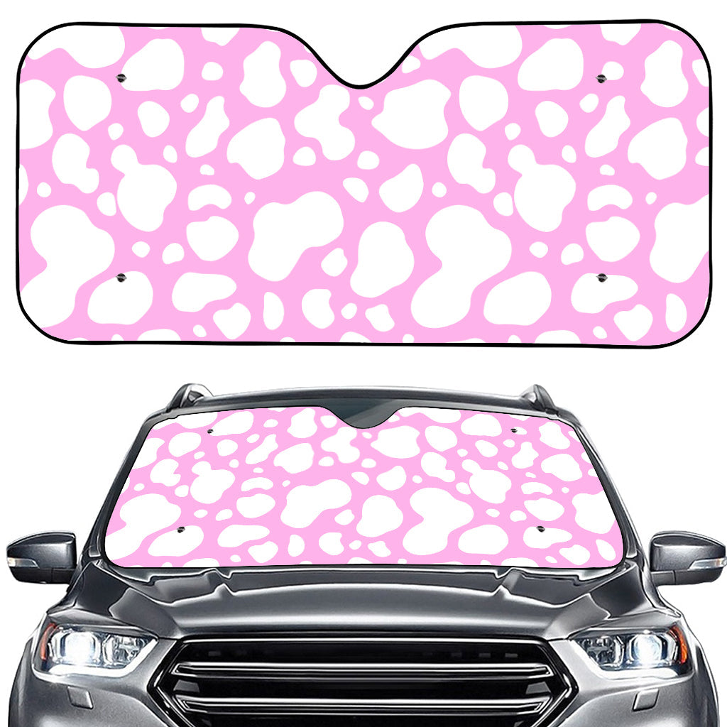 White And Pink Cow Print Car Windshield Sun Shade