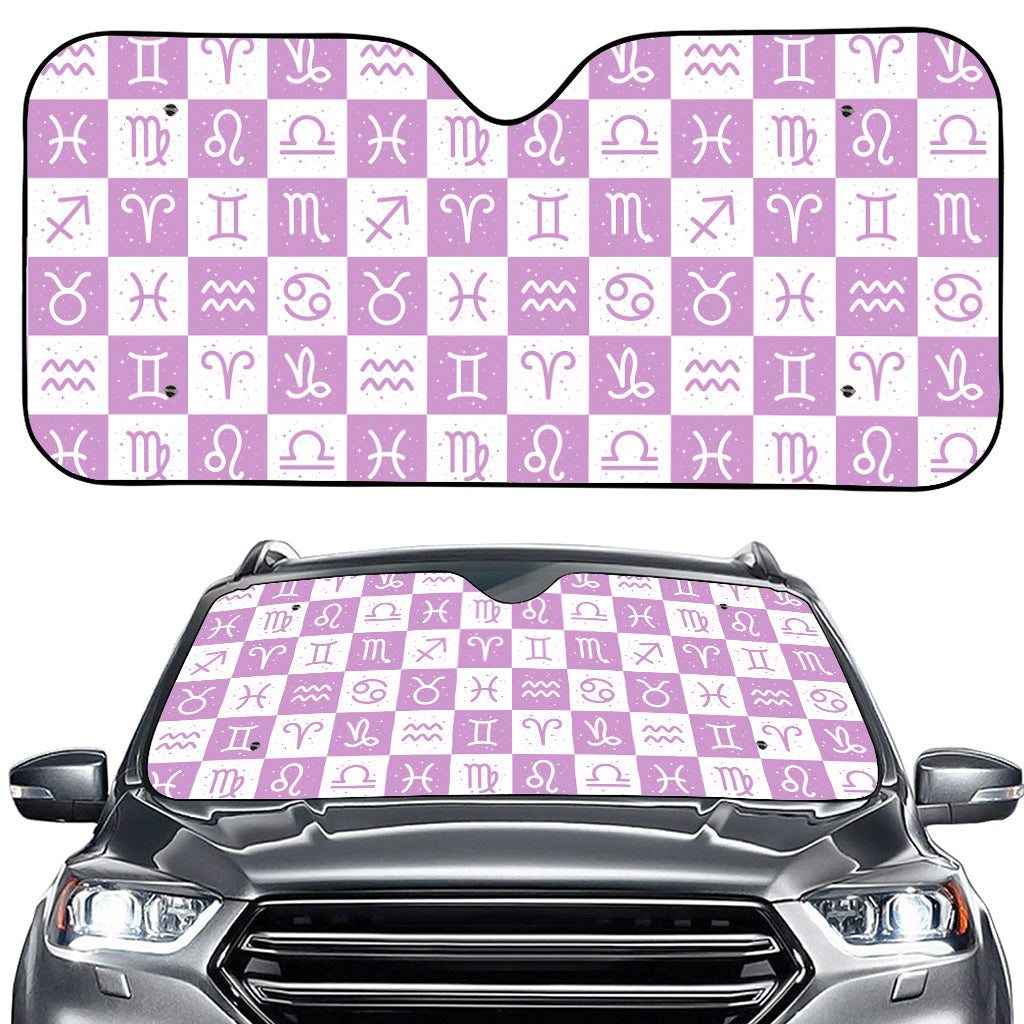 White And Purple Zodiac Signs Print Car Windshield Sun Shade