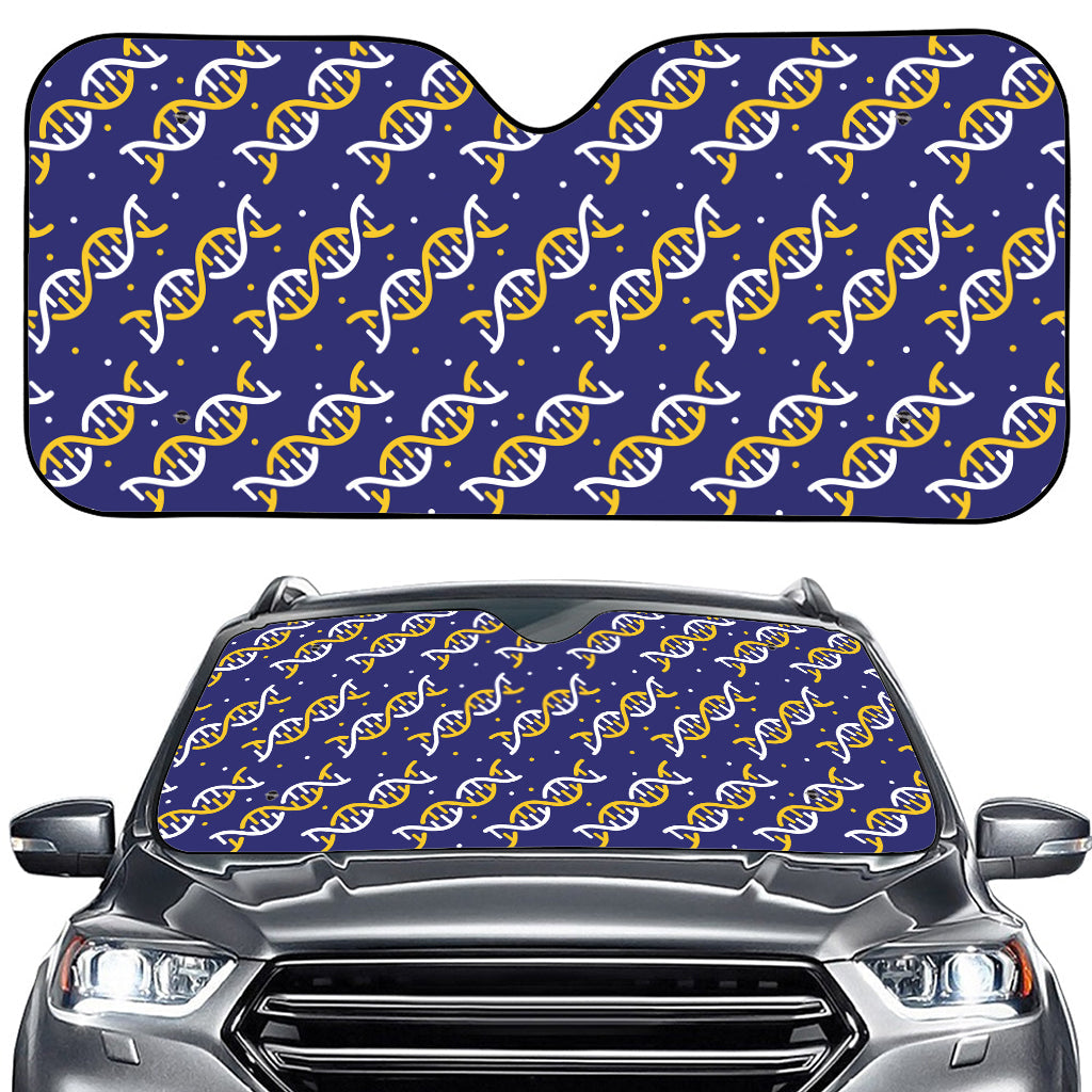 White And Yellow DNA Pattern Print Car Windshield Sun Shade