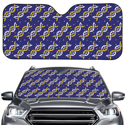White And Yellow DNA Pattern Print Car Windshield Sun Shade