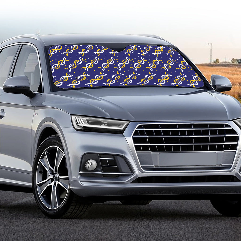 White And Yellow DNA Pattern Print Car Windshield Sun Shade