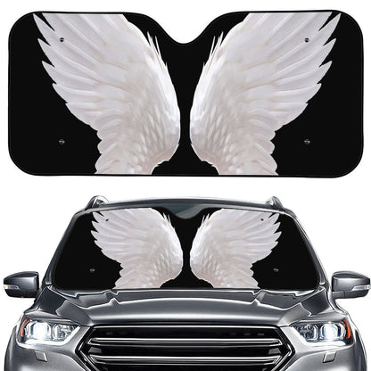 White Angel Wings Print Car Windshield Sun Shade