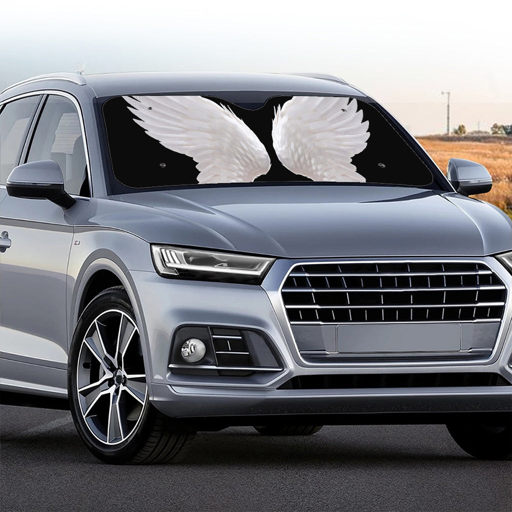 White Angel Wings Print Car Windshield Sun Shade
