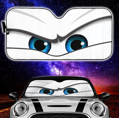 White Angry Eyes Car Auto Sun Shades