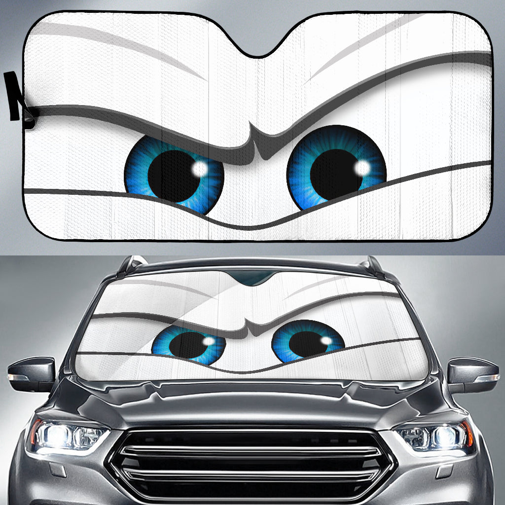 White Angry Eyes Car Auto Sun Shades