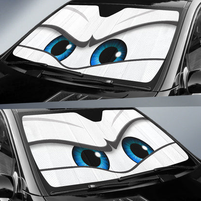White Angry Eyes Car Auto Sun Shades