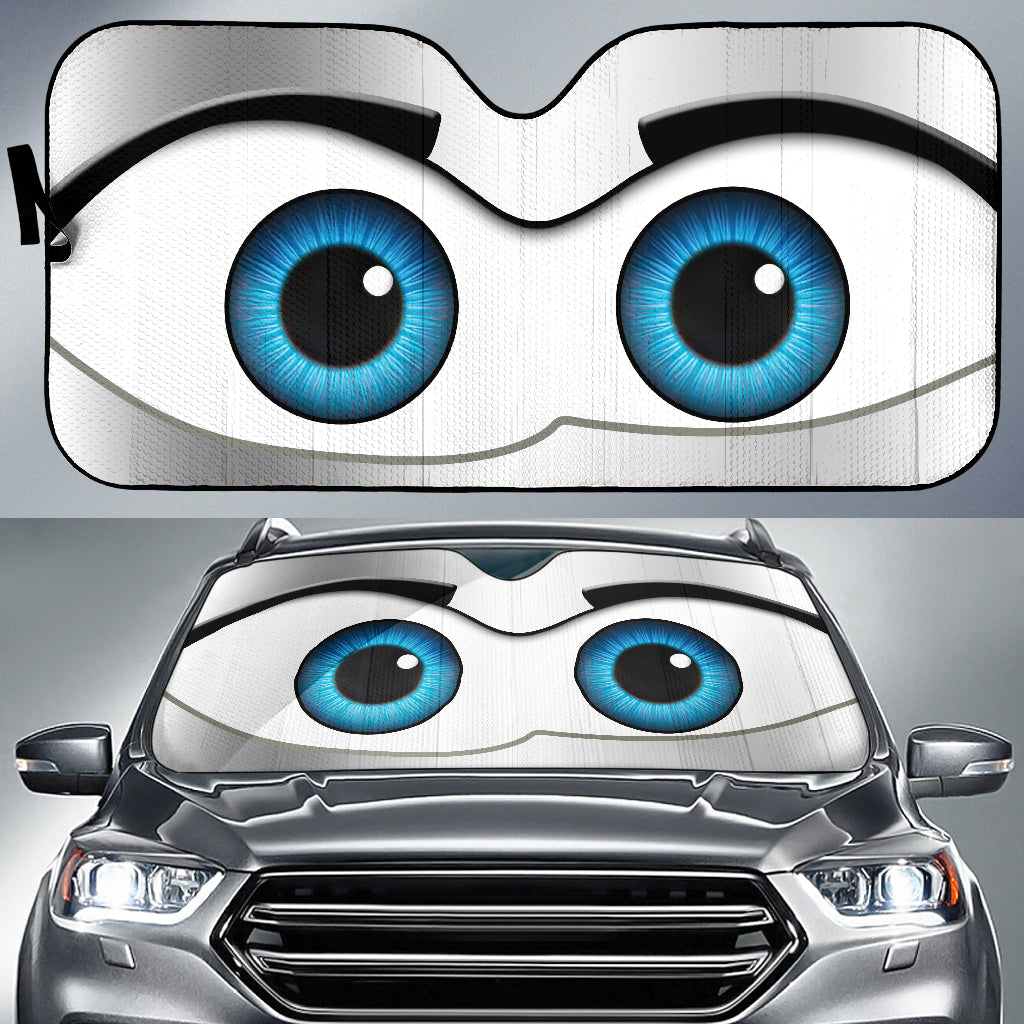 White Cartoon Eyes Car Auto Sunshades