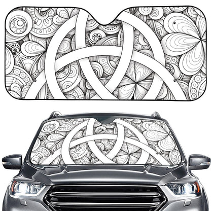 White Celtic Trinity Knot Symbol Print Car Windshield Sun Shade