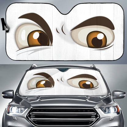 White Challenging Cartoon Eyes Car Auto Sun Shades Windshield Accessories Decor Gift