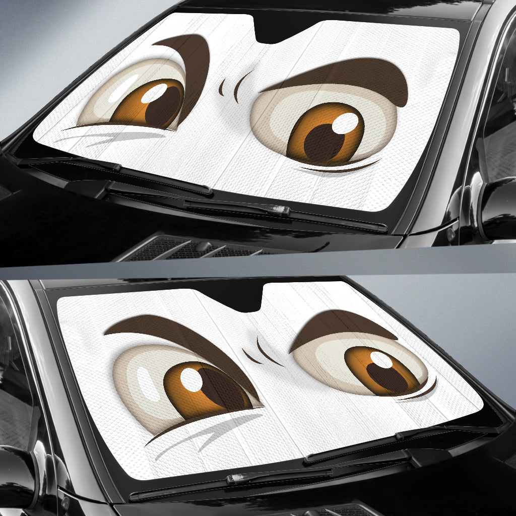 White Challenging Cartoon Eyes Car Auto Sun Shades Windshield Accessories Decor Gift