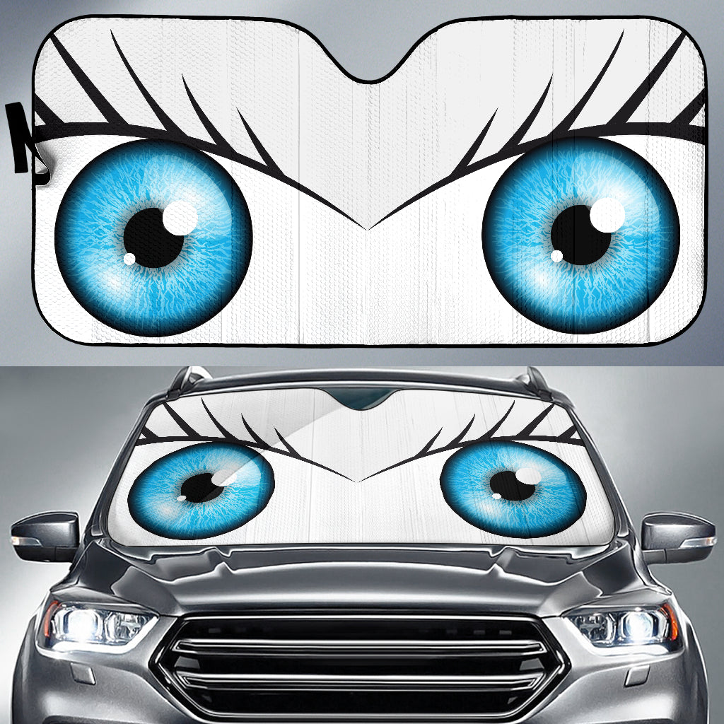 White Cute Eyes Cartoon Auto Sun Shades