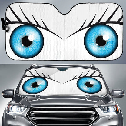 White Cute Eyes Cartoon Auto Sun Shades