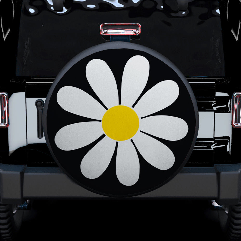 White Daisy Flower Jeep Car Spare Tire Cover