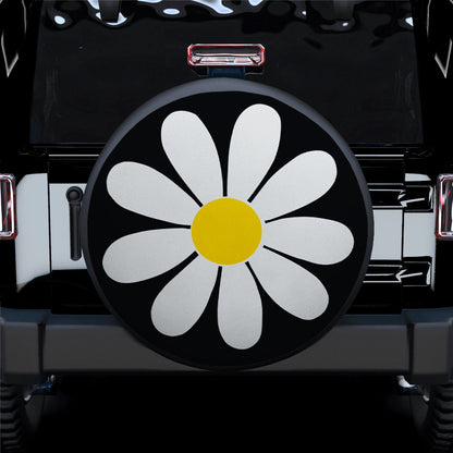 White Daisy Flower Jeep Car Spare Tire Cover