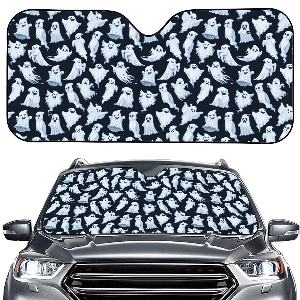 White Ghost Pattern Print Car Windshield Sun Shade