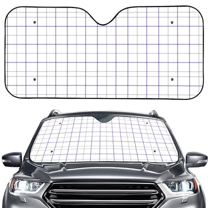 White Grey And Purple Tattersall Print Car Windshield Sun Shade