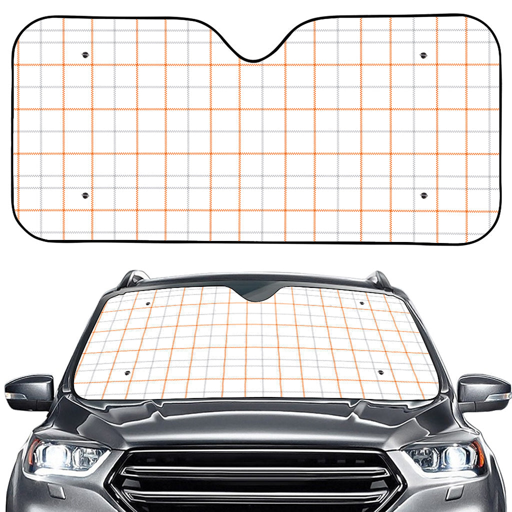 White Halloween Tattersall Pattern Print Car Windshield Sun Shade