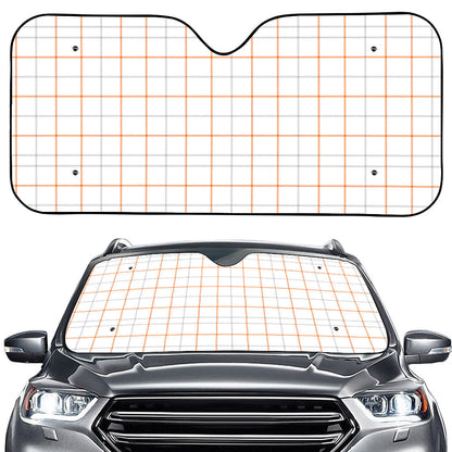 White Halloween Tattersall Pattern Print Car Windshield Sun Shade