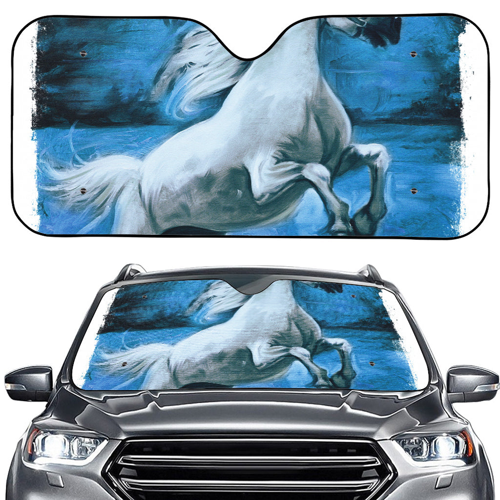 White Horse Painting Print Car Windshield Sun Shade