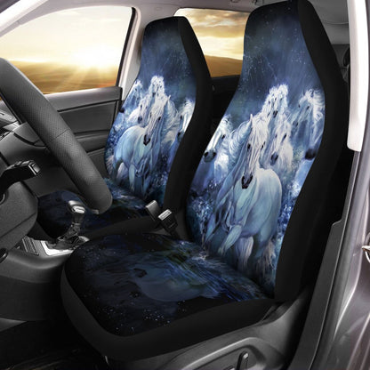 White Horses Car Seat Covers Custom Car Accessories