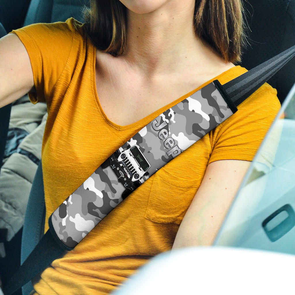 White Jeep Camouflage Car Seat Belt Cover Custom Car Accessories