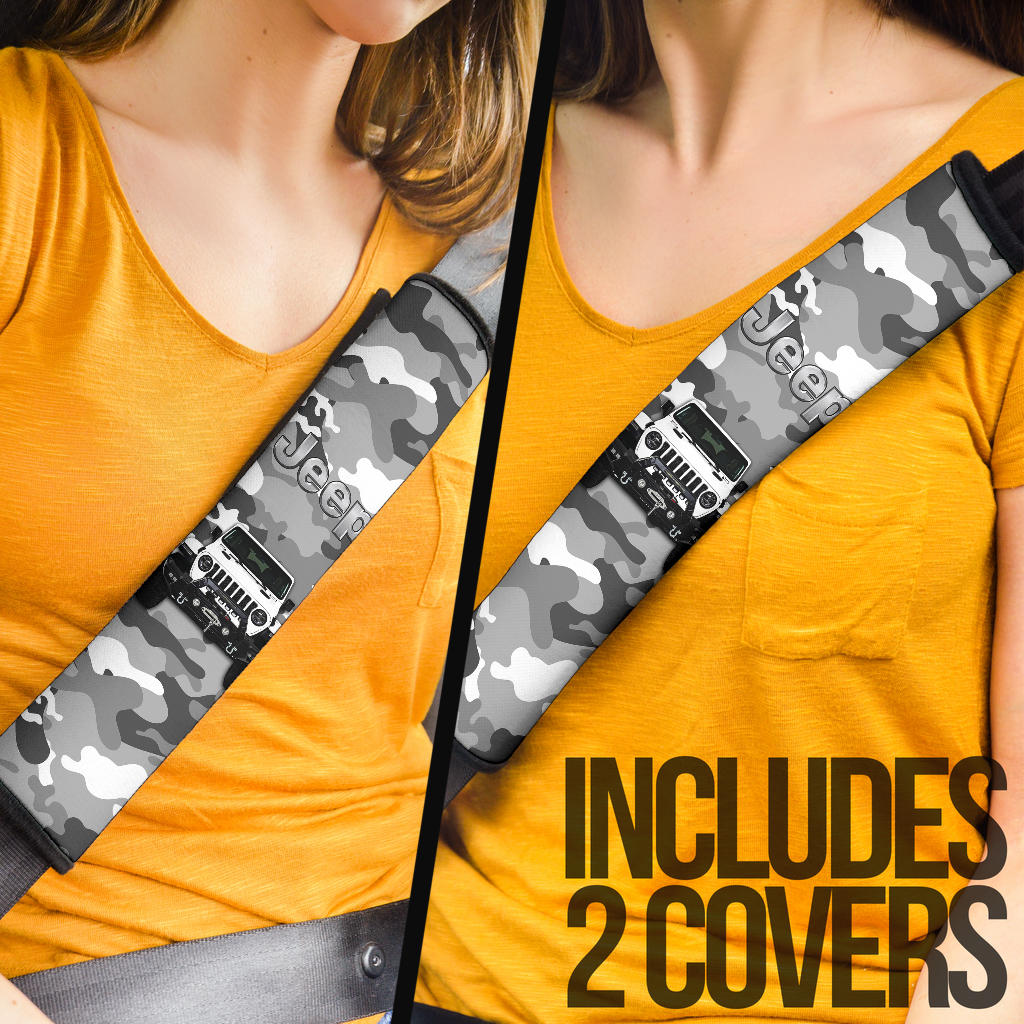 White Jeep Camouflage Car Seat Belt Cover Custom Car Accessories