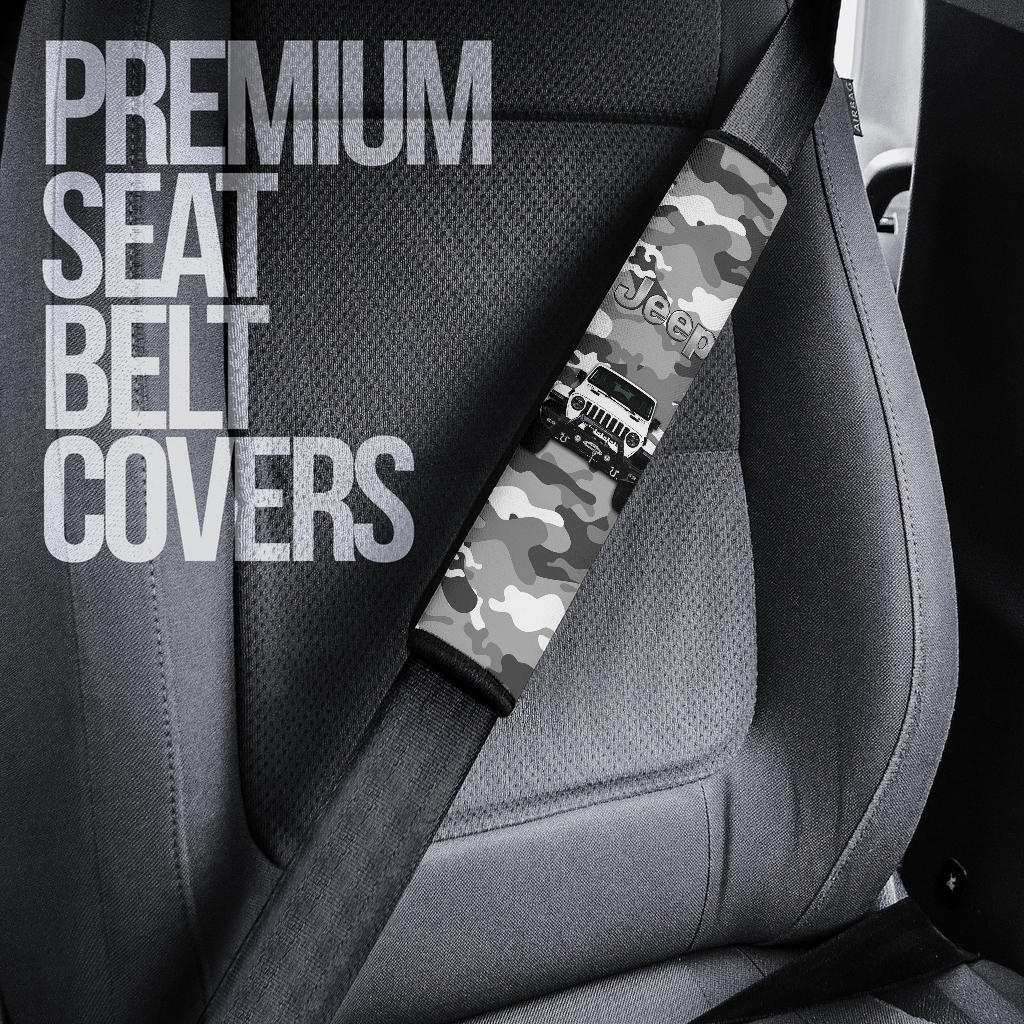 White Jeep Camouflage Car Seat Belt Cover Custom Car Accessories