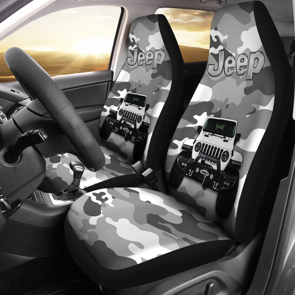 White Jeep Camouflage Car Seat Covers