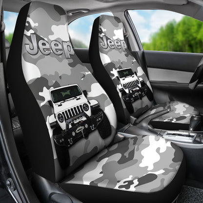 White Jeep Camouflage Car Seat Covers