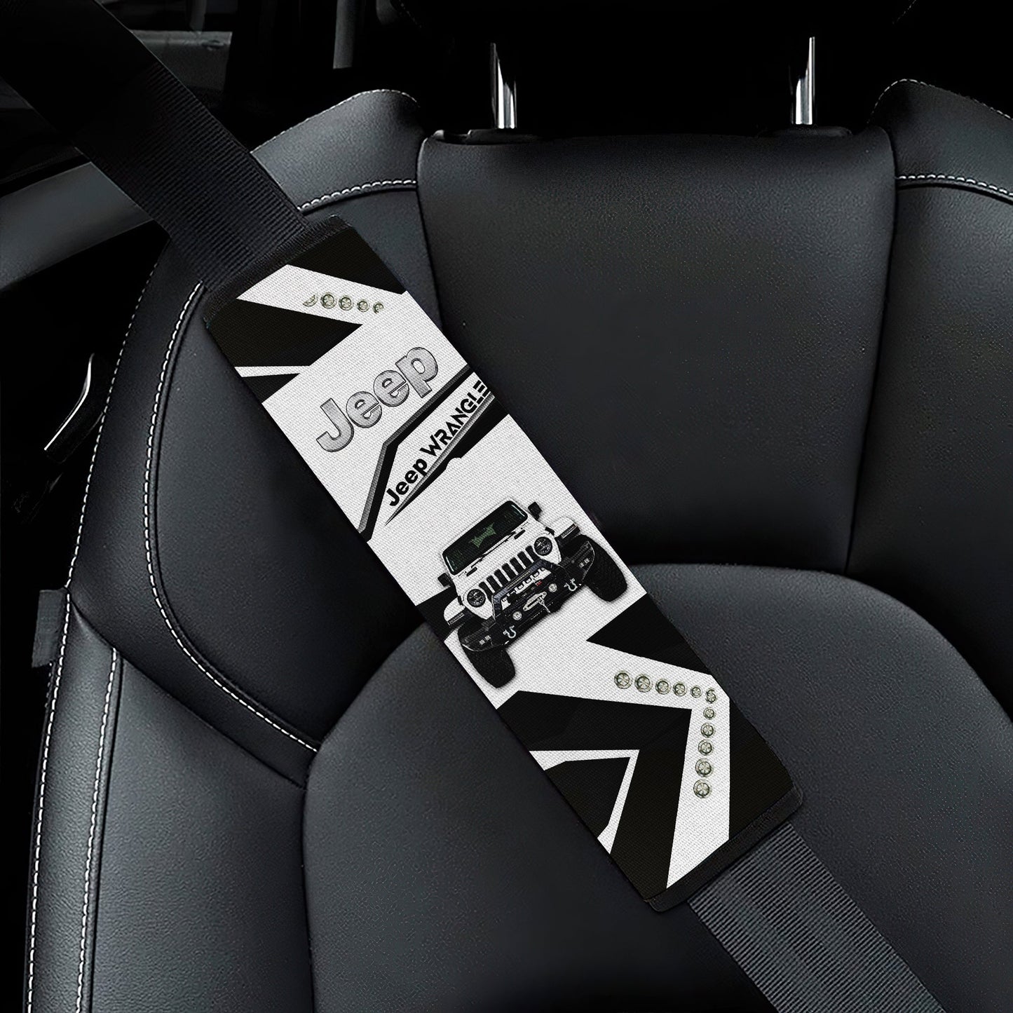 White Jeep Car Seat Belt Cover Custom Car Accessories