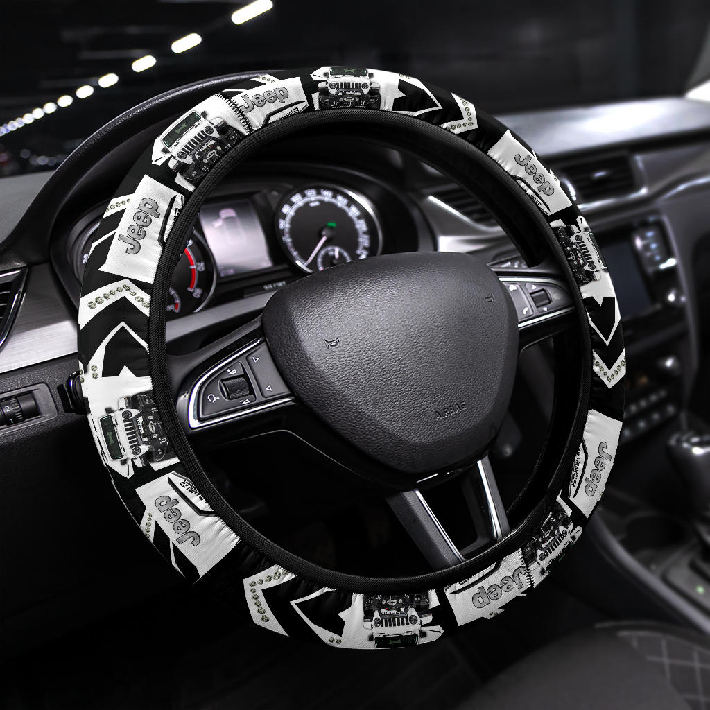 White Jeep Car Steering Wheel Cover