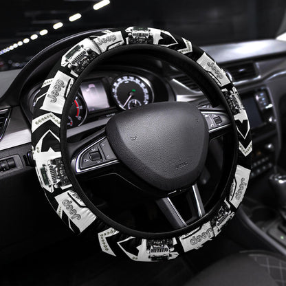 White Jeep Car Steering Wheel Cover