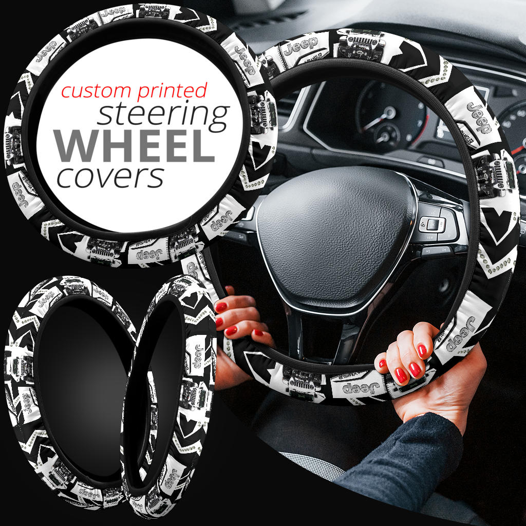 White Jeep Car Steering Wheel Cover