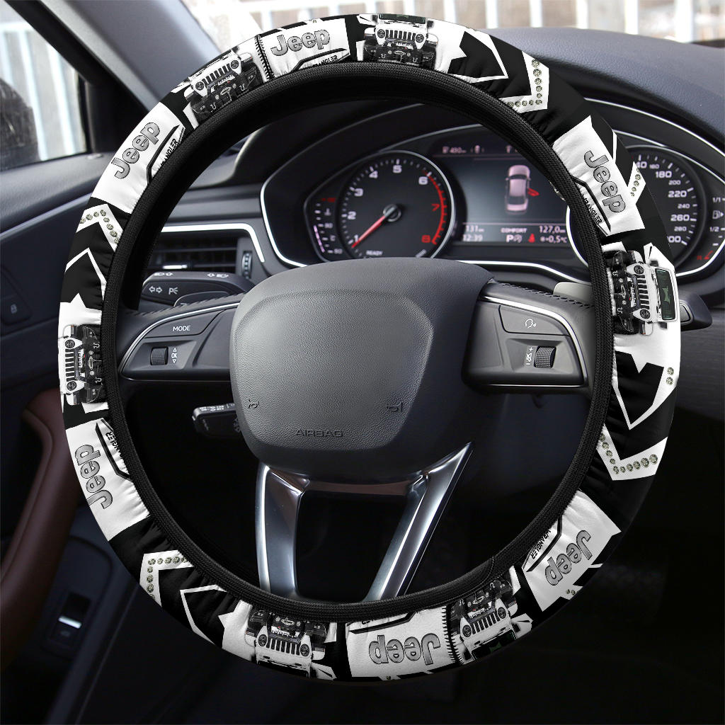 White Jeep Car Steering Wheel Cover