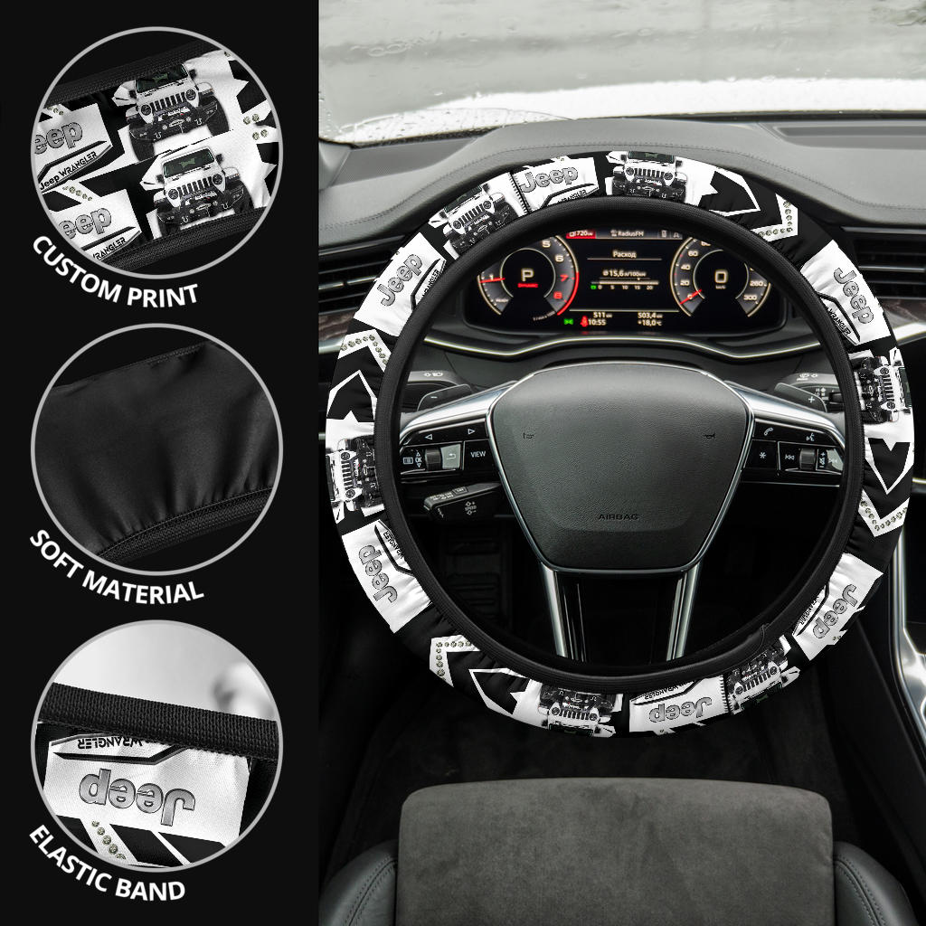 White Jeep Car Steering Wheel Cover