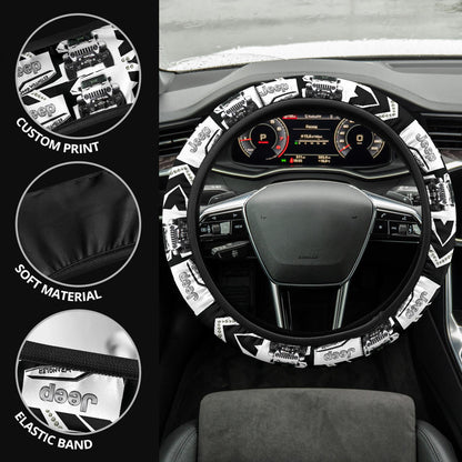 White Jeep Car Steering Wheel Cover