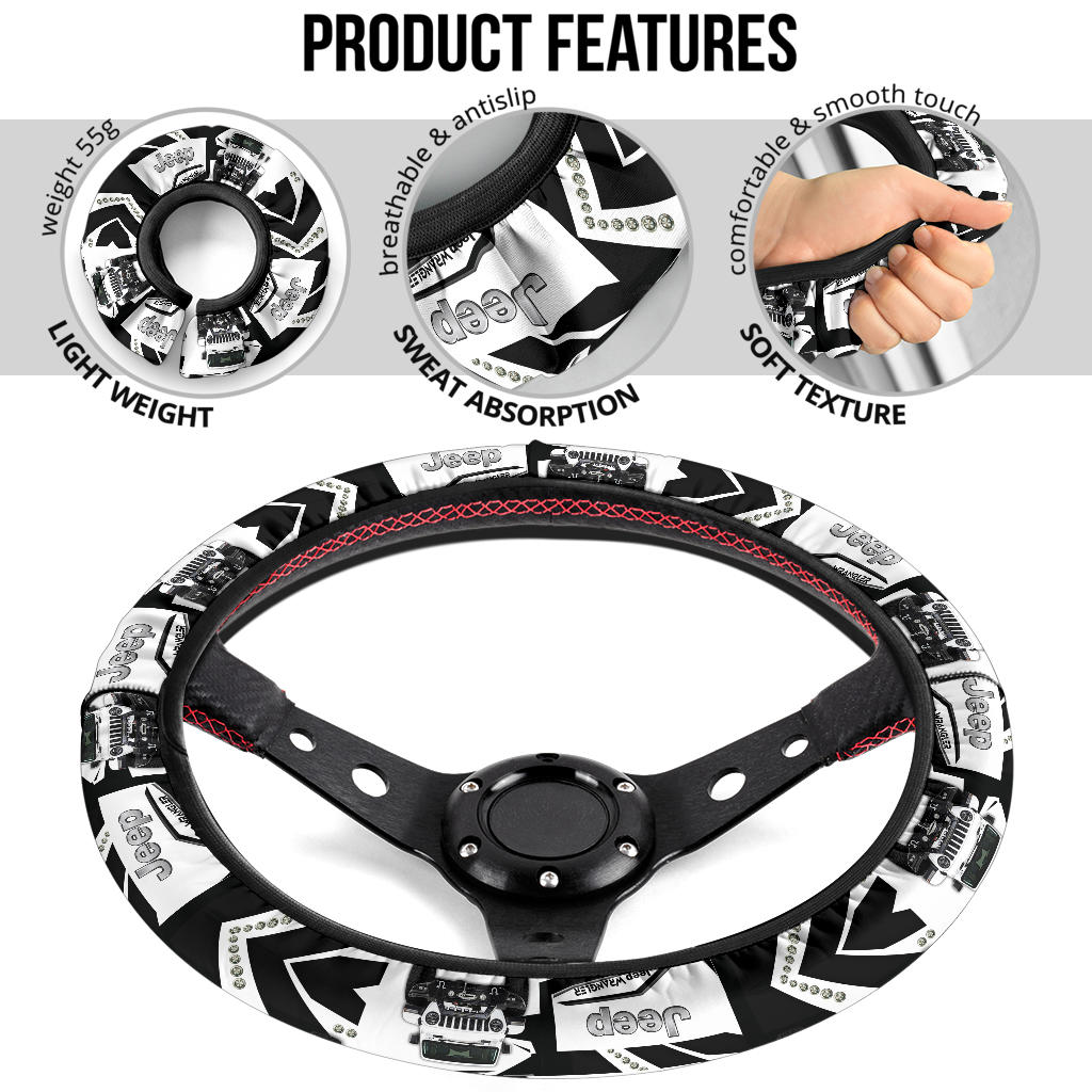 White Jeep Car Steering Wheel Cover