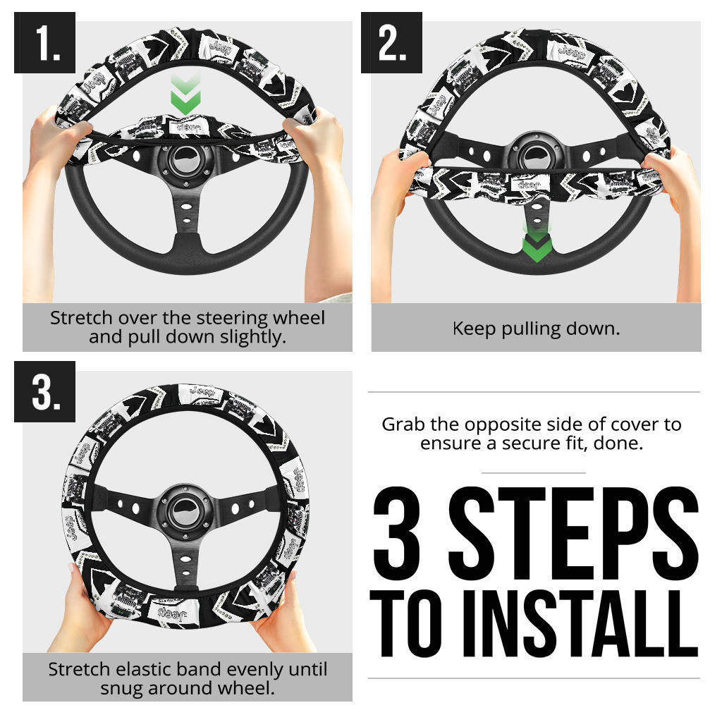 White Jeep Car Steering Wheel Cover