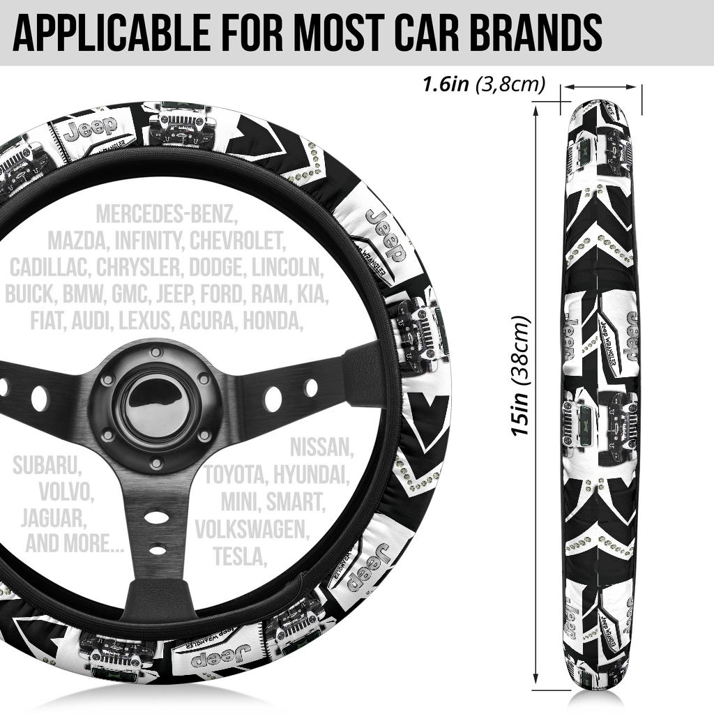 White Jeep Car Steering Wheel Cover