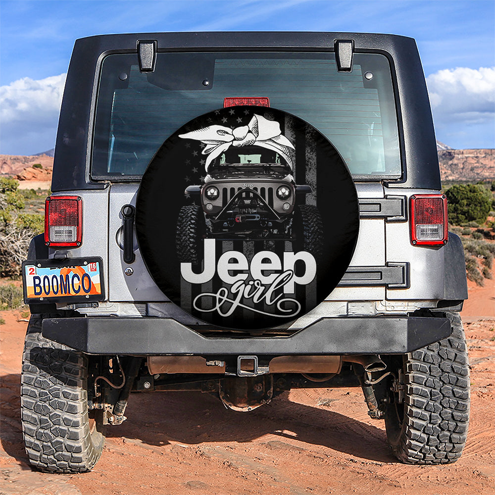 White Jeep Girl Car Spare Tire Cover