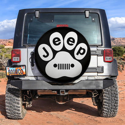 White Jeep Paw Car Spare Tire Cover