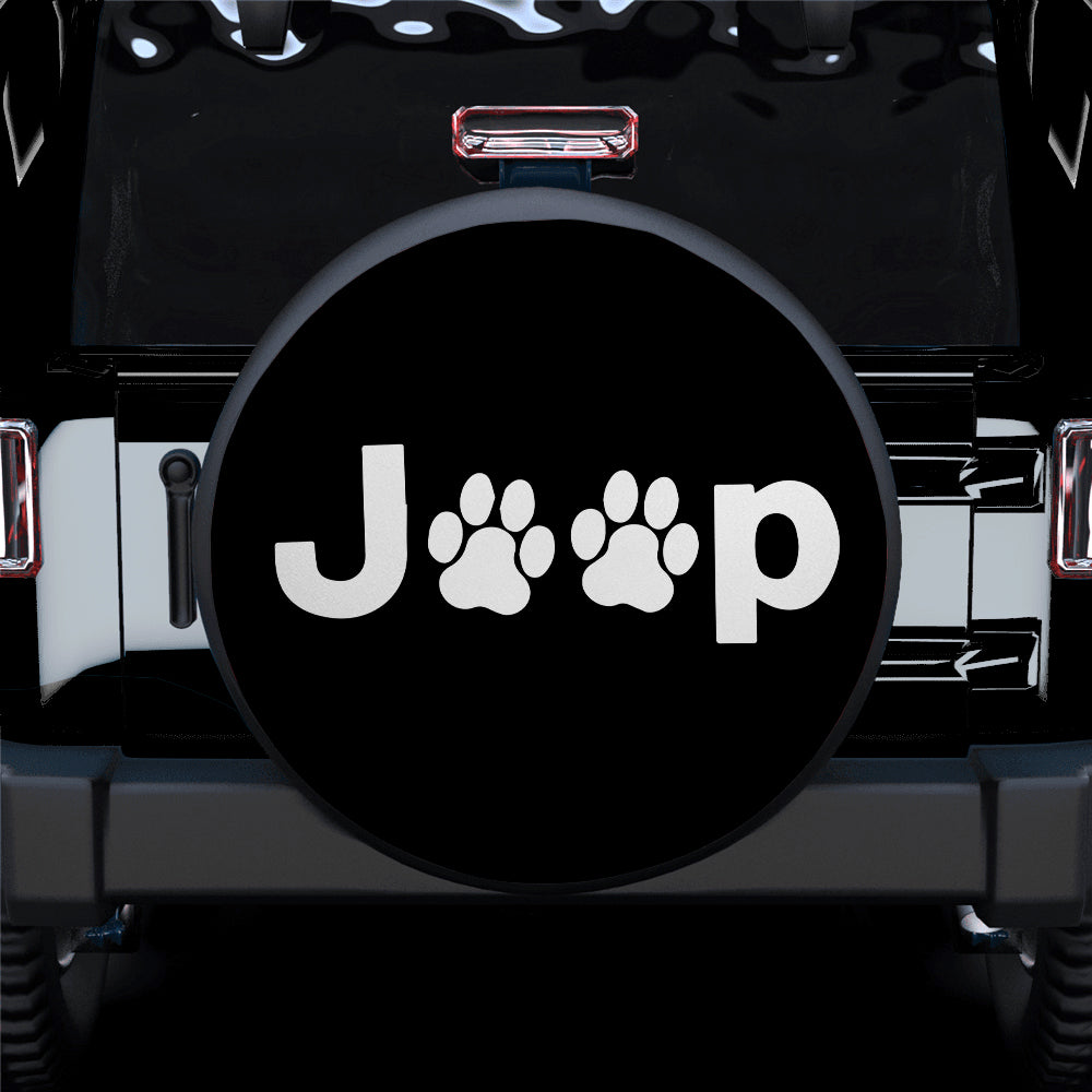 White Jeep Side Fender Dog Paws Car Spare Tire Cover