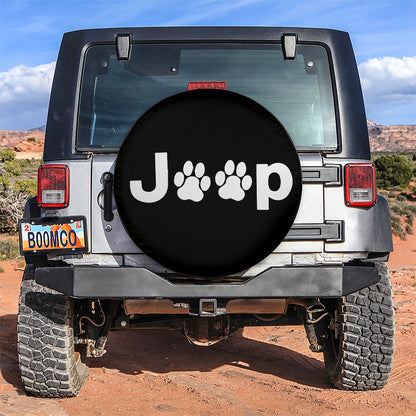 White Jeep Side Fender Dog Paws Car Spare Tire Cover
