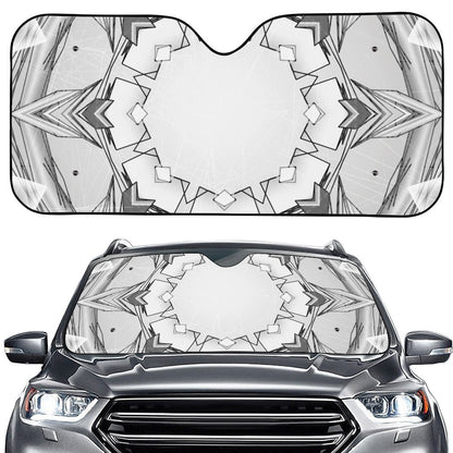 White Kaleidoscope Print Car Windshield Sun Shade